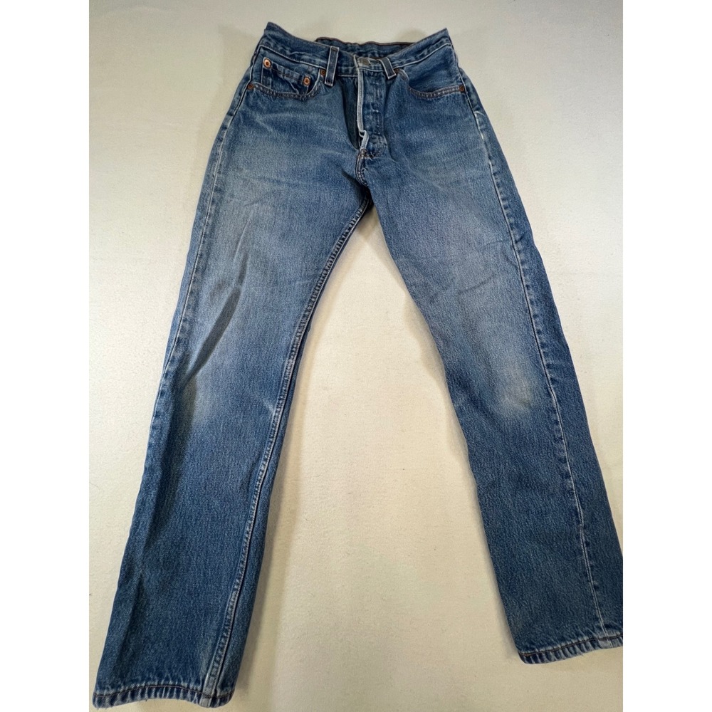 Vintage Levis 501 Women High Rise Straight Leg Blue Denim Jeans W28 L30 Mexico - Picture 5 of 9